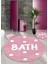 Pembe Bath Yazılı, 100x100 - 60x60 - 40x60cm Dokuma Taban 3'lü Banyo Halısı 1