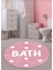 Pembe Bath Yazılı, 100x100 - 60x60 - 40x60cm Dokuma Taban 3'lü Banyo Halısı 2