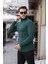Yeşil Slim Fit Boğazlı Fitilli Triko Kazak 2