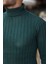 Yeşil Slim Fit Boğazlı Fitilli Triko Kazak 3