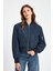 Kadın Lacivert Oversize Crop Bomber Mont 5