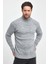 Erkek Gri Regular Fit Yarım Balıkçı Yaka Dokulu Desenli Triko Kazak RF0446 1