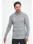 Erkek Gri Regular Fit Yarım Balıkçı Yaka Dokulu Desenli Triko Kazak RF0446 2