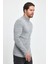 Erkek Gri Regular Fit Yarım Balıkçı Yaka Dokulu Desenli Triko Kazak RF0446 4