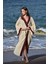 Naturel Pamuk Crinkle Kaftan Kimono Seti -135 Cm- Aynı Kumaştan Havlu 170x110 Cm, Bordo Çantalı 1