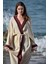 Naturel Pamuk Crinkle Kaftan Kimono Seti -135 Cm- Aynı Kumaştan Havlu 170x110 Cm, Bordo Çantalı 3