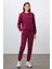 Pamuklu Pürüzsüz Dokulu O Yaka Kalın Oversize Fit Kadın Eşofman Takımı 95341 Haki 1