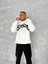 Unisex Üç Iplik Kapşonlu Baskılı Sweatshirt - Beyaz 1