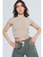 Skye Bisiklet Yaka Ribanalı Kısa Kollu Örme Crop T-Shirt 1032 1