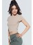Skye Bisiklet Yaka Ribanalı Kısa Kollu Örme Crop T-Shirt 1032 3