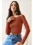 Kiremit Kayık Yaka Crop Kaşkorse Bluz 5YXK2-48293-16 5