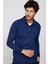 Erkek Slim Fit Dar Kesim Dik Yaka Düğmeli Lacivert Triko Kazak 1