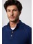 Erkek Slim Fit Dar Kesim Dik Yaka Düğmeli Lacivert Triko Kazak 3