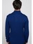 Erkek Slim Fit Dar Kesim Yumuşak Dokulu Desenli Dik Yaka Düğmeli Triko Saks Mavi Kazak 5