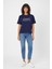 Bisiklet Yaka Baskılı Yırtmaçlı T-Shirt (B24-00212) 1