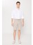Slim Fit Dar Kesim Yan Cepli Gofre Desenli Şort 1