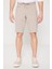 Slim Fit Dar Kesim Yan Cepli Gofre Desenli Şort 2