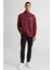 Erkek Bordo Regular Fit Yarım  Fermuarlı Sweatshirt 1