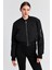 Kadın Siyah Oversize Crop Bomber Mont 1