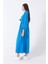 Mavi Beli Lastikli Gömlek Yaka Kuşaklı Tesettür Elbise 4593296.16 5