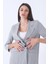 Gri Kol Katlama Aksesuarlı Çizgili Ceket 41670043.06 2