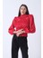 Kırmızı Yaka ve Etek Ucu Gipeli Oversize Saten Bluz 3972990.08 3