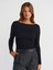 31401 Büzgülü Kayık Yaka Top-Siyah 1