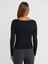 31401 Büzgülü Kayık Yaka Top-Siyah 2