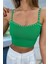 Incili Triko Crop Top Yeşil 2