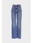 Orta Mavi Yüksek Bel Patı Fermuarlı Vintage Straight Fit Jean Pantolon C 4931-008 1
