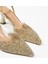 Shoes London Cam Kırıntıları Detay Arkası Açık Topuklu Ayakkabı 2