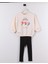 Kız Çocuk Çiçek Desenli Kışlık 3 Iplik Pamuklu Sweatshirt Tayt Alt-Üst Takım 2