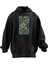 Unisex Premium Pamuk Siyah Renkli Halı Deseni Baskılı 3 Iplik Kapüşonlu Sweatshirt 1