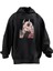 Unisex Premium Pamuk Siyah Unicorn Anime Kız Baskılı 3 Iplik Kapüşonlu Sweatshirt 1