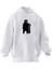 Unisex Premium Pamuk Beyaz Kaykaylı Ayı Baskılı 3 Iplik Kapüşonlu Sweatshirt 1