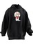 Unisex Premium Pamuk Siyah Kılıçlı Kedi Baskılı 3 Iplik Kapüşonlu Sweatshirt 1