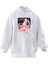 Unisex Premium Pamuk Beyaz Pembe Gözlüklü Anime Baskılı 3 Iplik Kapüşonlu Sweatshirt 1