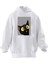 Unisex Premium Pamuk Beyaz Sarı Gözlü Kedi Baskılı 3 Iplik Kapüşonlu Sweatshirt 1