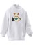 Unisex Premium Pamuk Beyaz Beyzball Kedi Baskılı 3 Iplik Kapüşonlu Sweatshirt 1