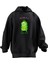 Unisex Premium Pamuk Siyah Bezelye Yumurcak Baskılı 3 Iplik Kapüşonlu Sweatshirt 1
