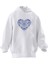 Unisex Premium Pamuk Beyaz Kalpli Mavi Baskılı 3 Iplik Kapüşonlu Sweatshirt 1