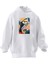 Unisex Premium Pamuk Beyaz Renkli Papağan Baskılı 3 Iplik Kapüşonlu Sweatshirt 1