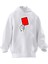 Unisex Premium Pamuk Beyaz Kırmızı Kart Baskılı 3 Iplik Kapüşonlu Sweatshirt 1