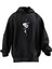 Unisex Premium Pamuk Siyah Yarım Yüz Köpek Baskılı 3 Iplik Kapüşonlu Sweatshirt 1