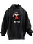 Unisex Premium Pamuk Siyah Gözlüklü Bugs Bunny Baskılı 3 Iplik Kapüşonlu Sweatshirt 1