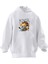 Unisex Premium Pamuk Beyaz Japon Kedi Sırıtkan Baskılı 3 Iplik Kapüşonlu Sweatshirt 1