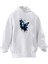 Unisex Premium Pamuk Beyaz Boyalı Kelebek Baskılı 3 Iplik Kapüşonlu Sweatshirt 1