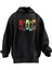 Unisex Premium Pamuk Siyah Renkli Anime Karakterler Goku Baskılı 3 Iplik Kapüşonlu Sweatshirt 1
