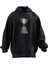 Unisex Premium Pamuk Siyah Gojira Ağaç Gölge Baskılı 3 Iplik Kapüşonlu Sweatshirt 1