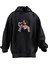 Unisex Premium Pamuk Siyah Kıvırcık Genç Kız Baskılı 3 Iplik Kapüşonlu Sweatshirt 1